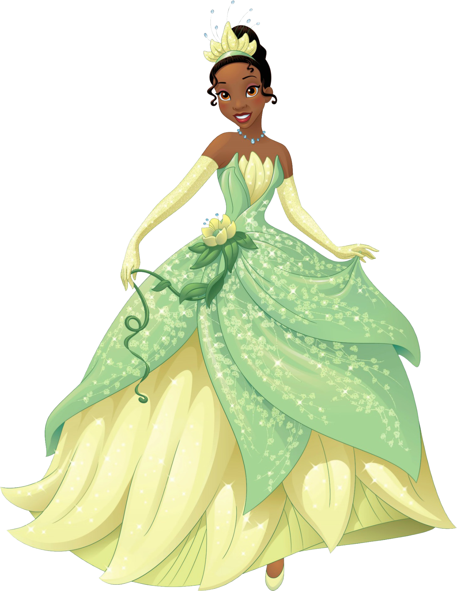 Princess Tiana Elegant Gown Illustration