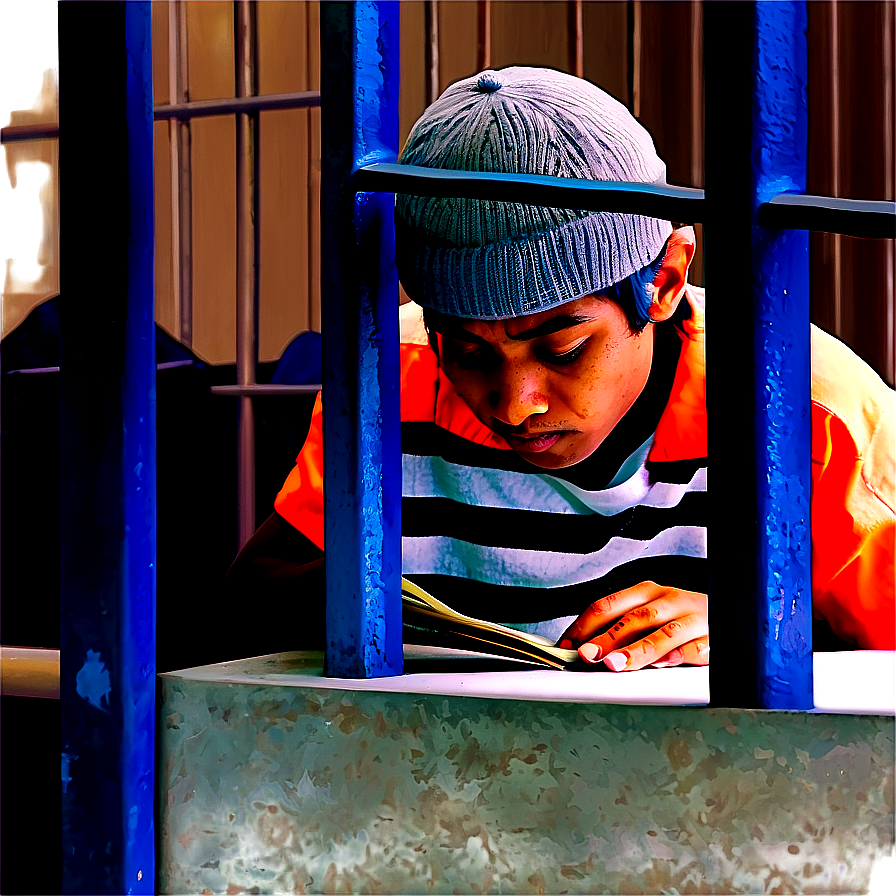 Prisoner Reading In Cell Png Knf