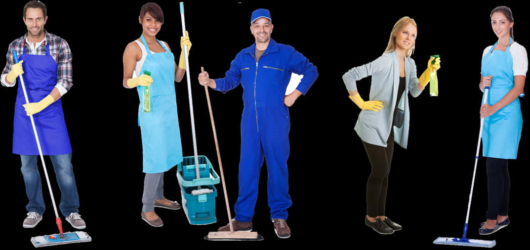 Professional Cleaning Team Posing