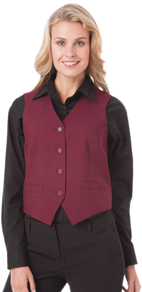 Professional Womanin Maroon Vestand Black Attire