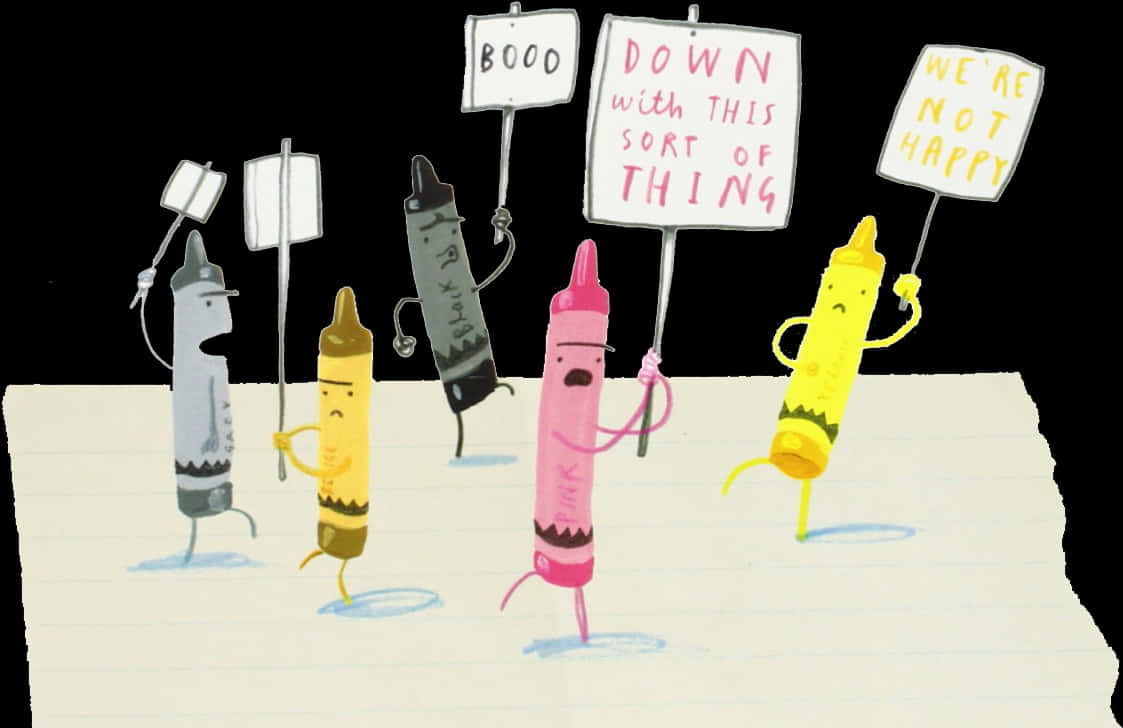 Protesting Crayons Cartoon