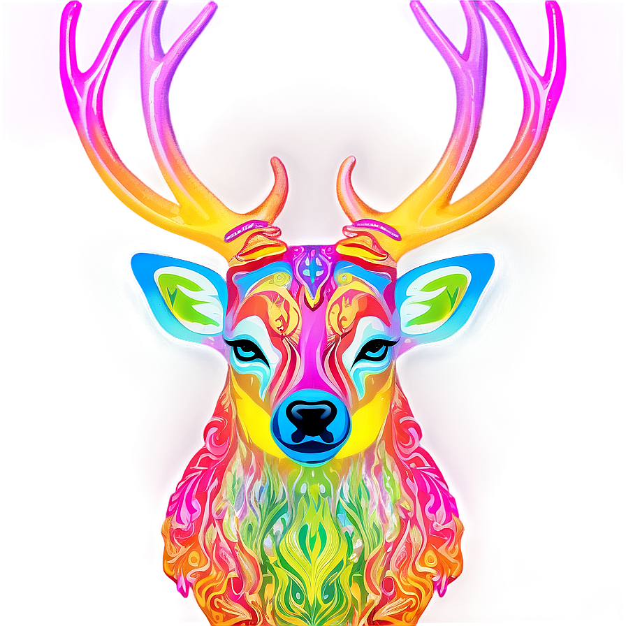 Psychedelic Deer Head Vibrant Art Png Eqh