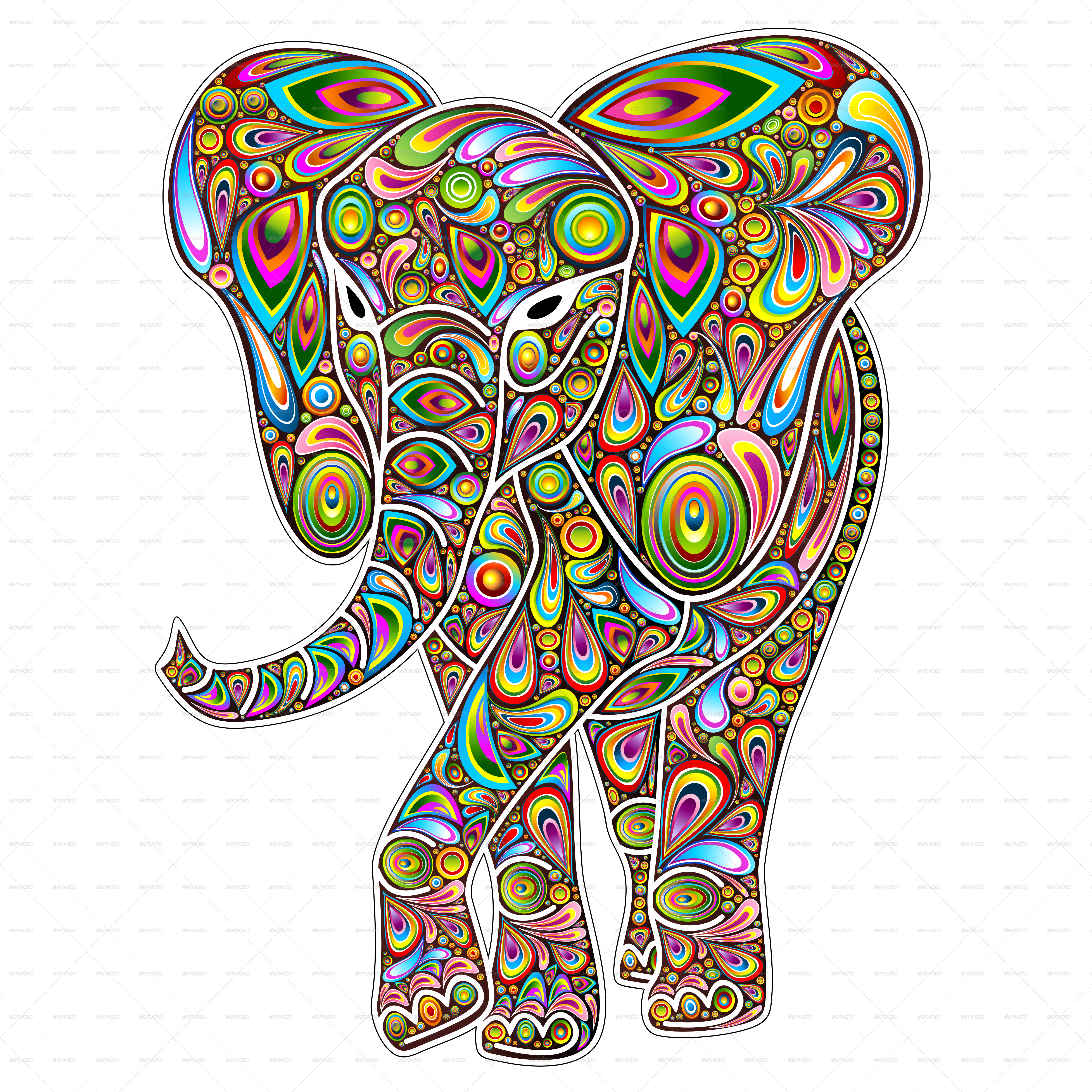 Psychedelic Elephant Artwork