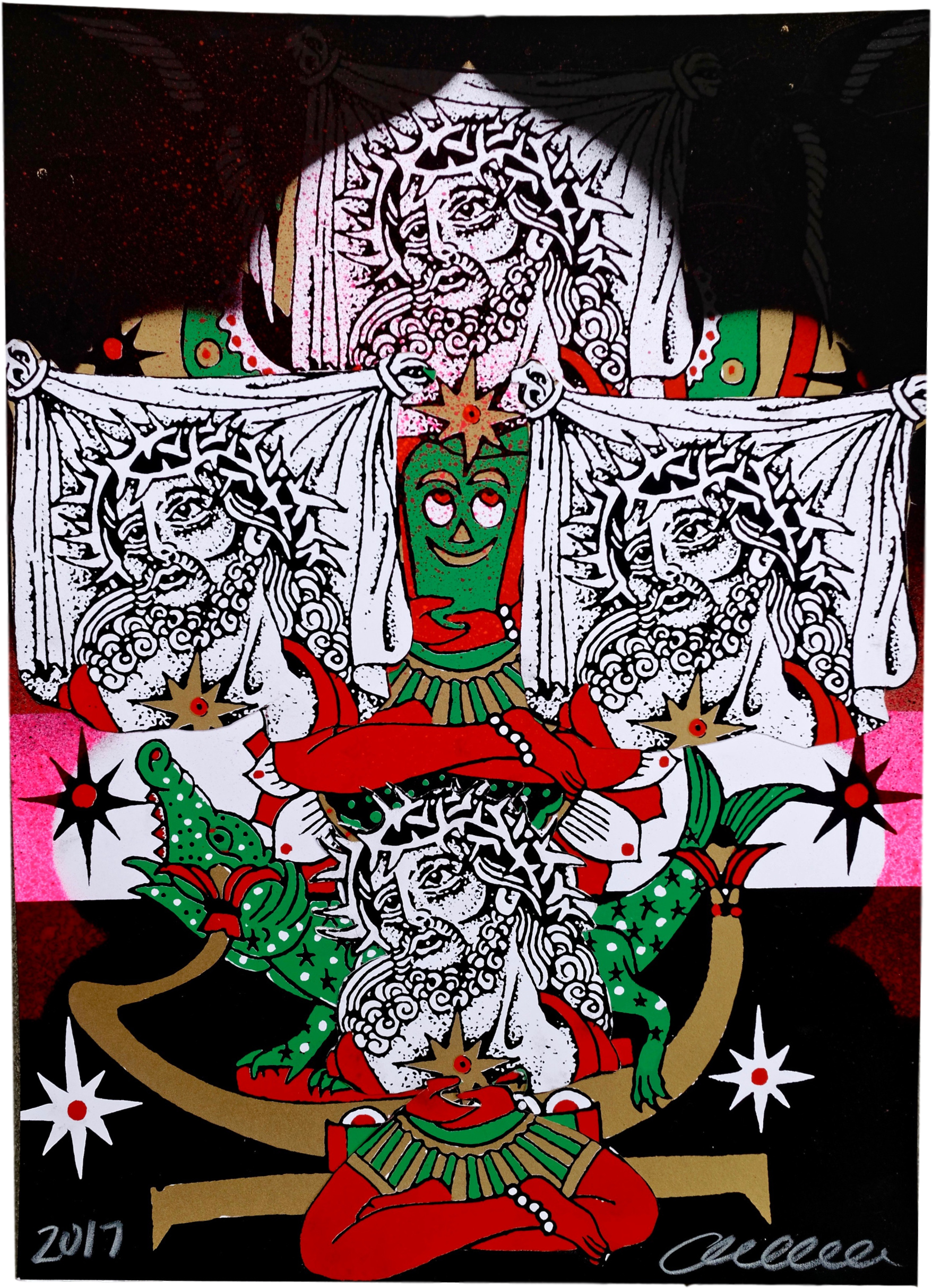 Psychedelic Gumby Santa Art