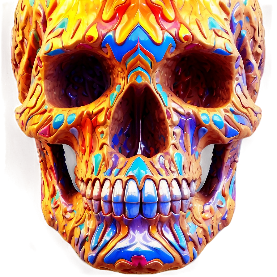 Psychedelic Skull Face Graphic Png 90