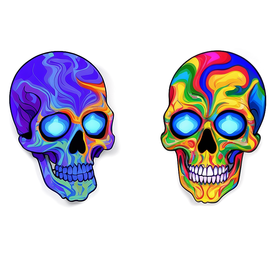 Psychedelic Skull Face Graphic Png Dsg