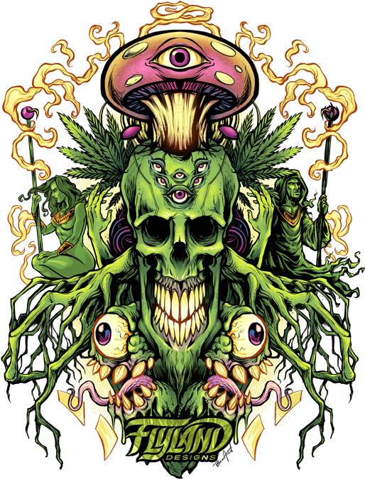 Psychedelic Skull Mushroom Art