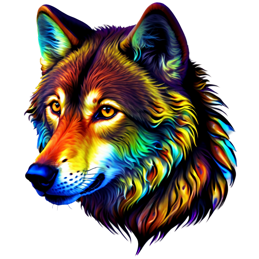 Psychedelic Wolf Face Art Png Jou55