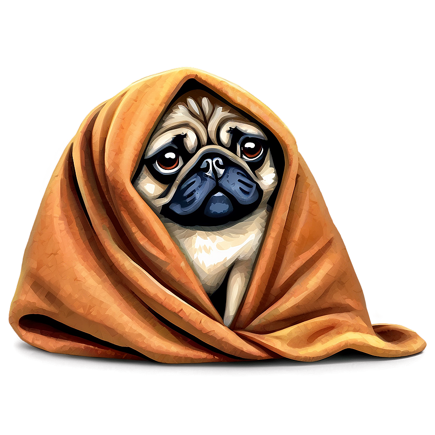 Pug In Blanket Png 05232024