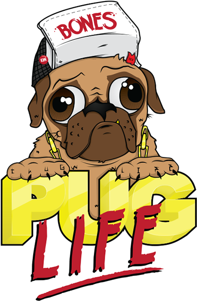 Pug Life Cartoon Illustration