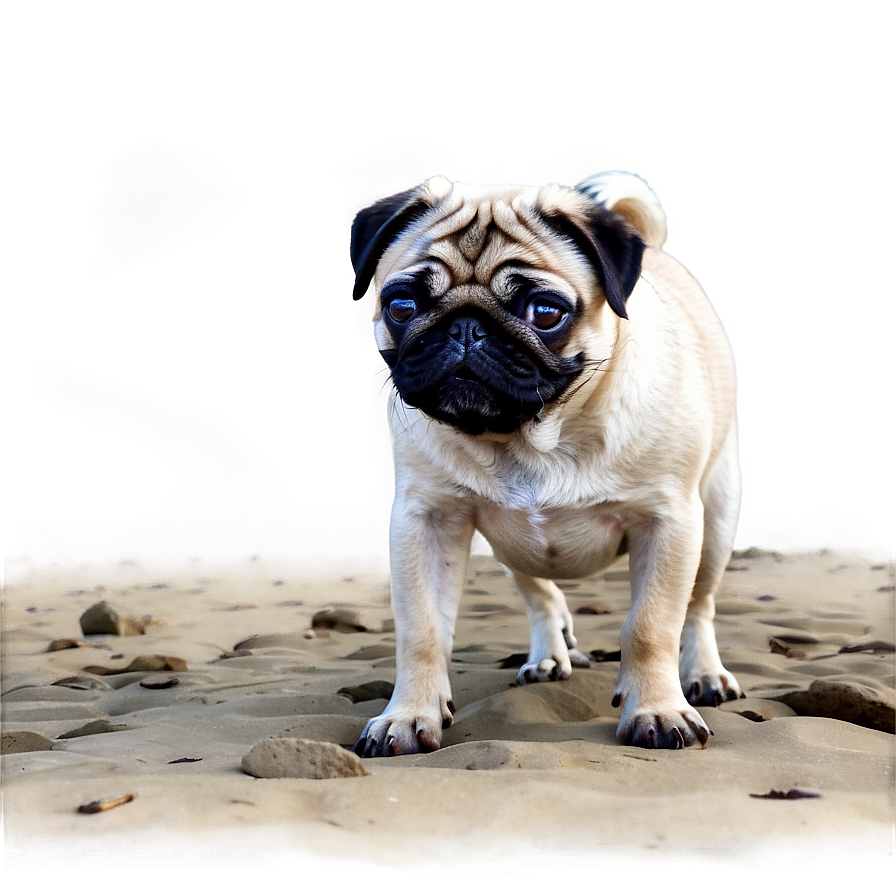 Pug On Beach Png 96