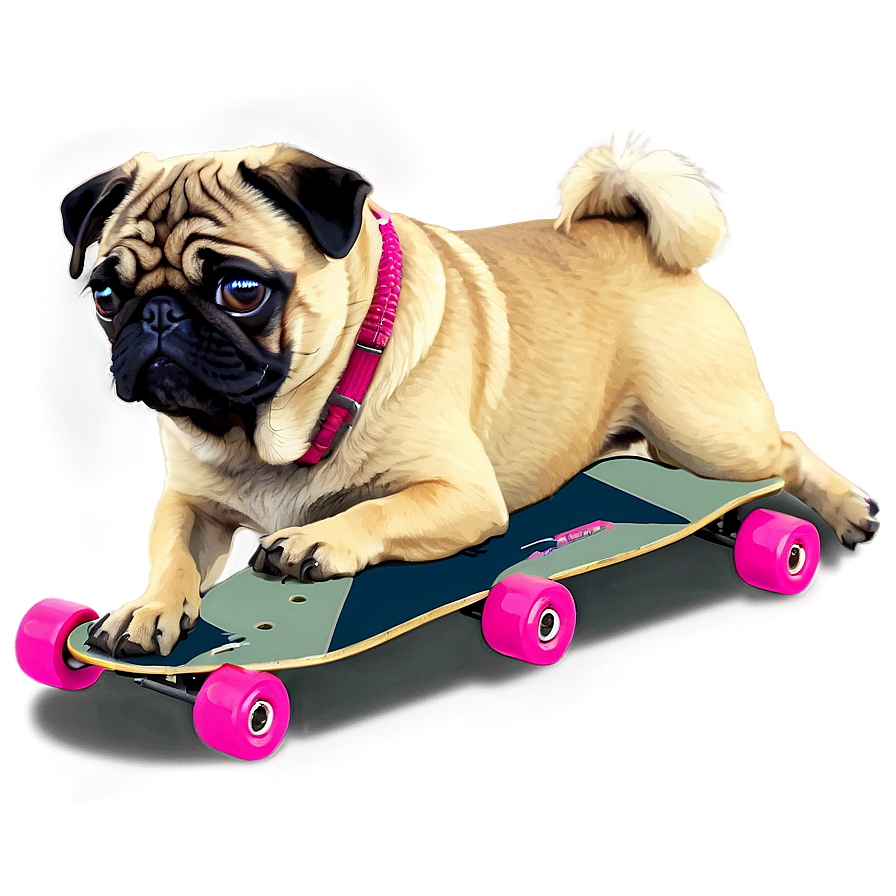 Pug On Skateboard Png 05232024