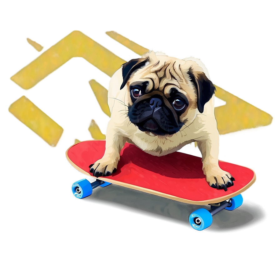 Pug On Skateboard Png Wfc