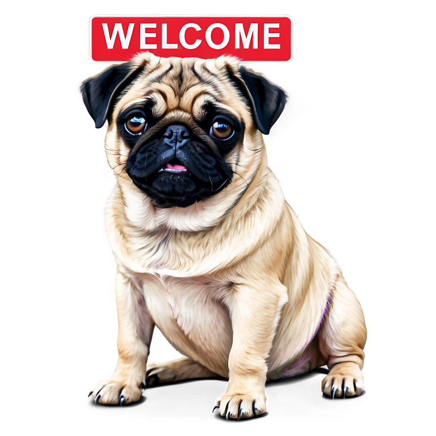 Pug Welcome Sign Png 05232024