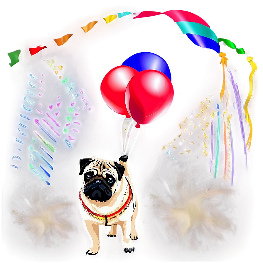 Pug With Balloons Png 58