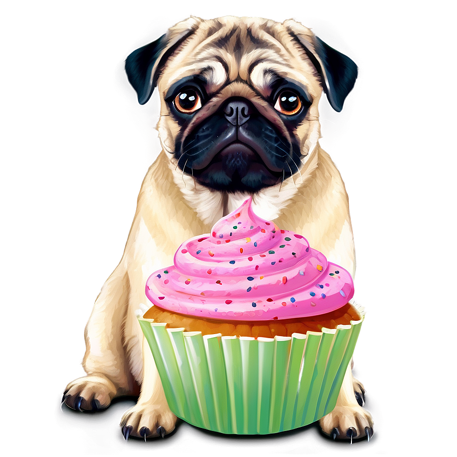 Pug With Cupcake Png Gbr