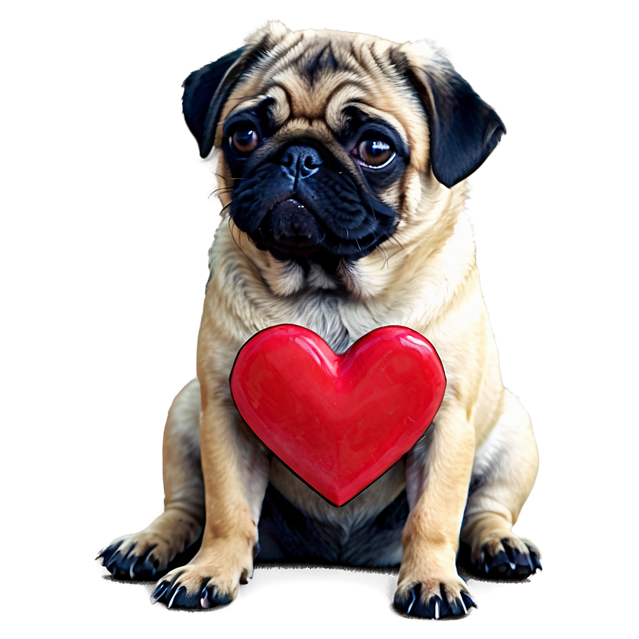 Pug With Heart Png 05232024