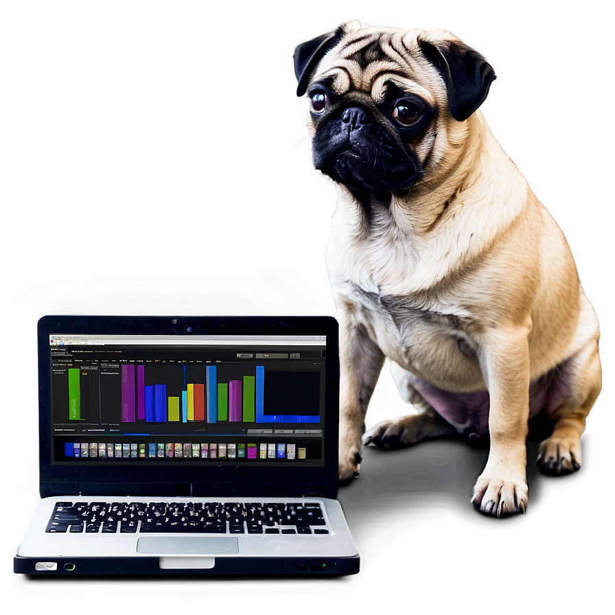 Pug With Laptop Png 99