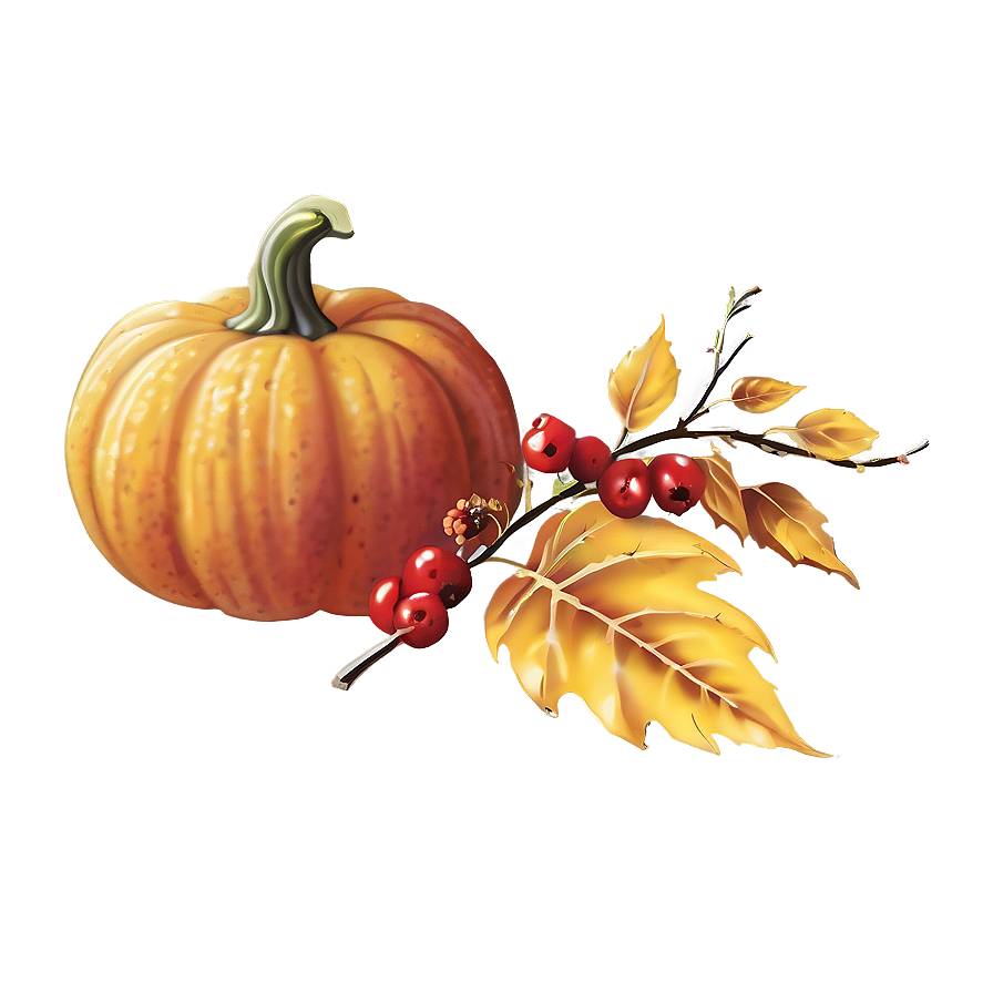 Pumpkin And Fall Berries Png Yks35