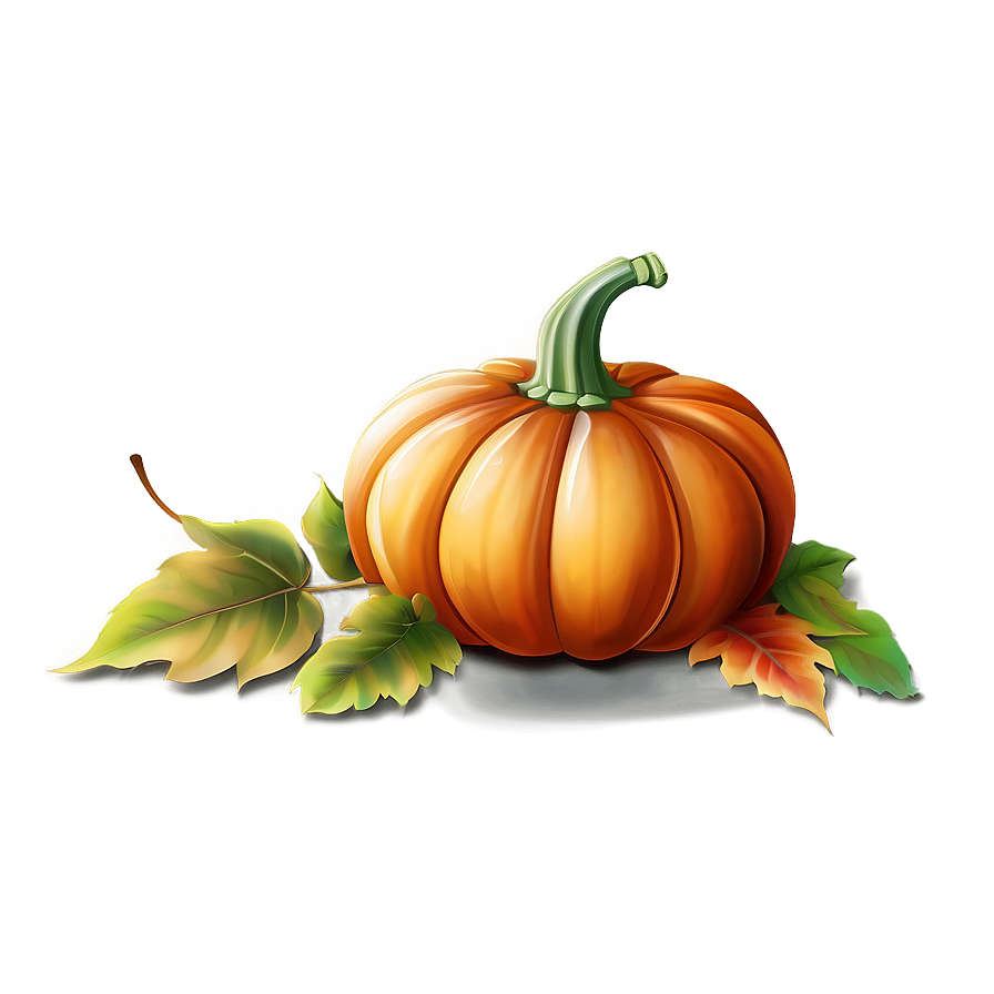 Pumpkin And Leaves Clipart Png 06132024