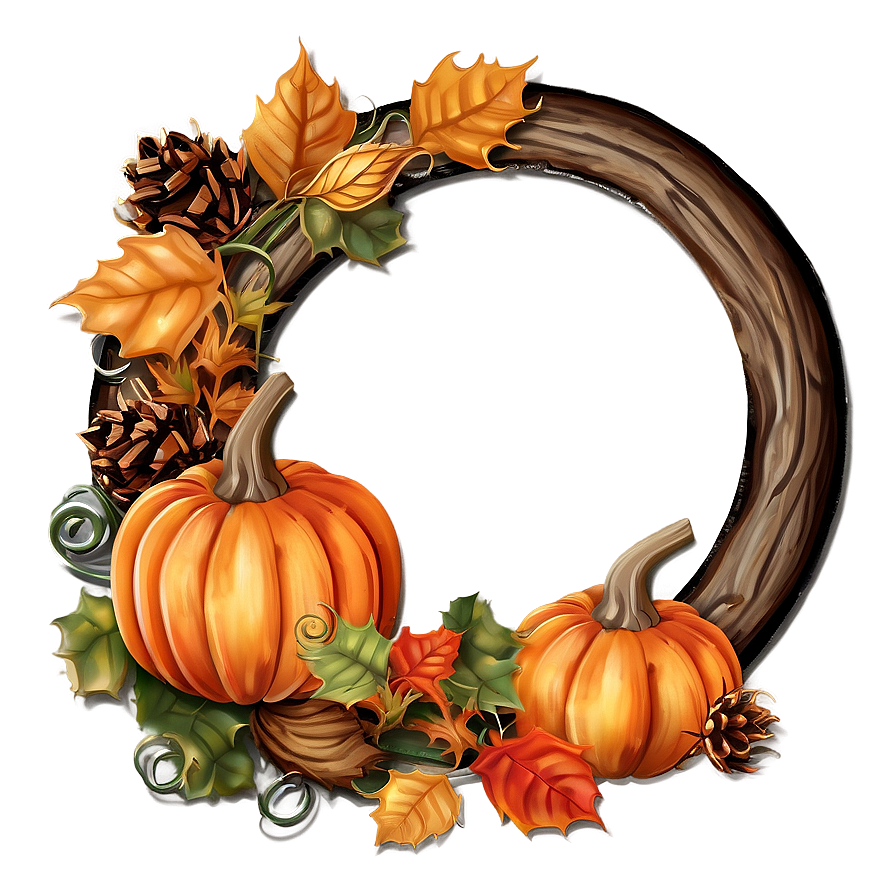 Pumpkin And Spice Wreath Png Kfa74