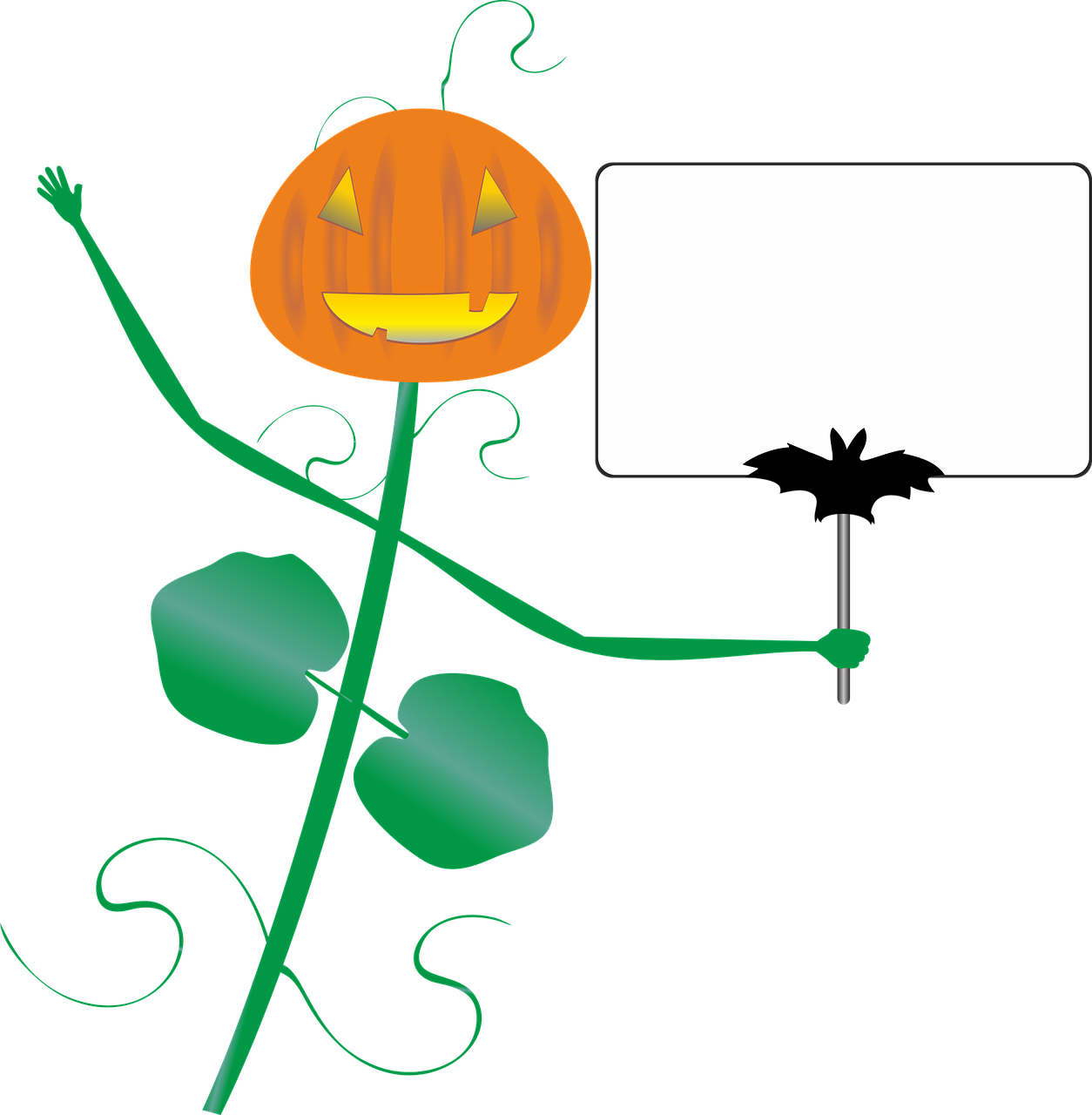 Pumpkin Character Holding Sign