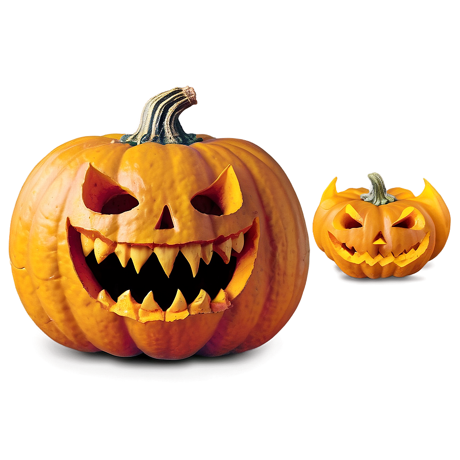 Pumpkin Face With Fangs Png 06132024