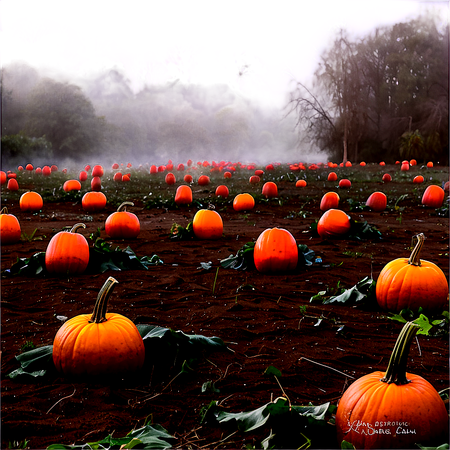 Pumpkin Patch On A Foggy Day Png 9