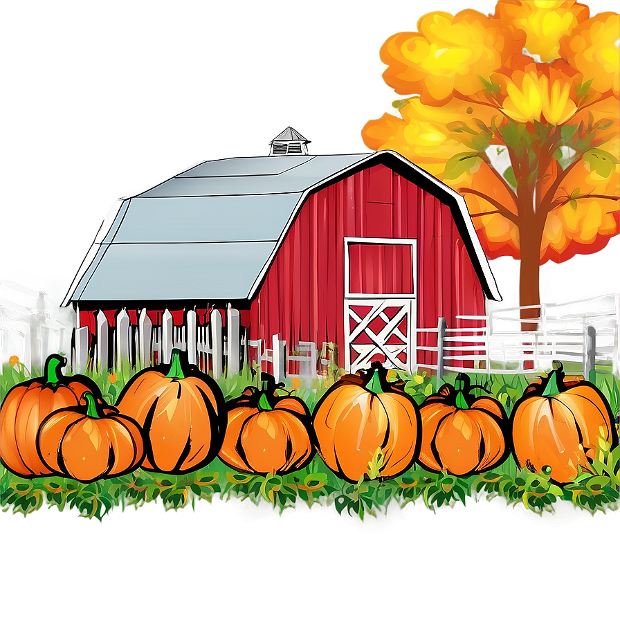 Pumpkin Patch With Barn Backdrop Png Guq35