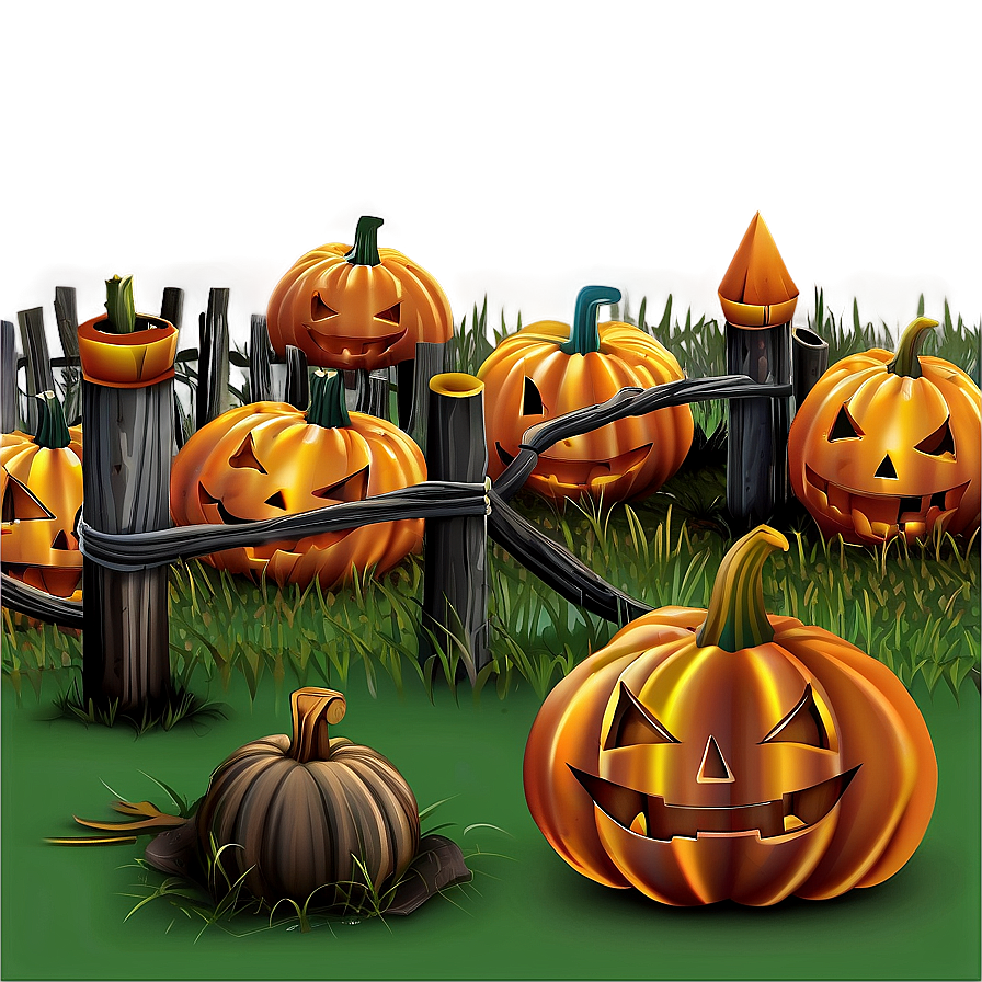 Pumpkin Patch With Halloween Decor Png 06122024