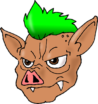 Punk Pig Cartoon Illustration