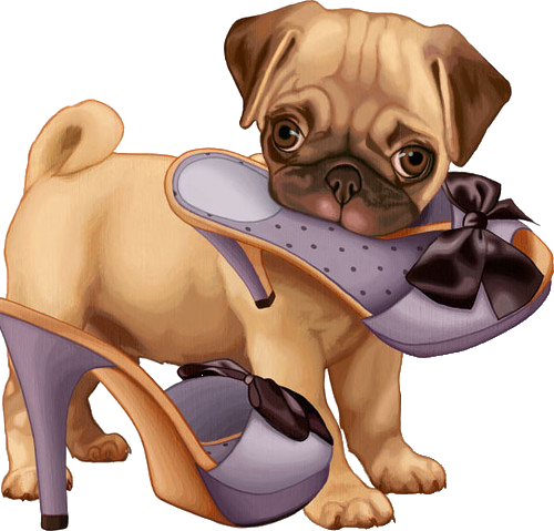 Puppy With Shoe Illustration