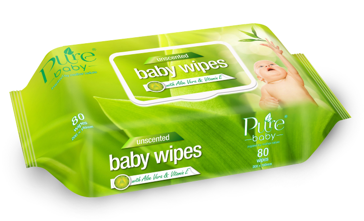 Pure Baby Unscented Wipes Packaging