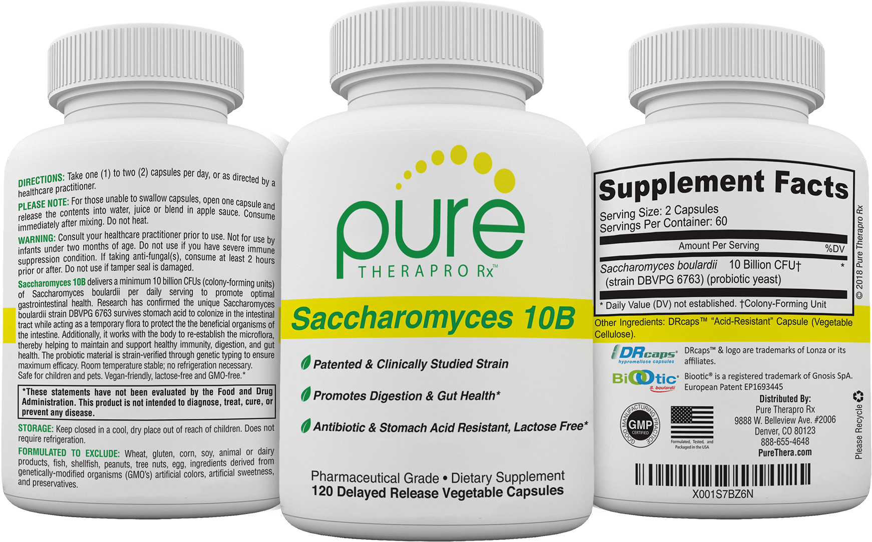 Pure Therapro Rx Saccharomyces10 B Pill Bottle