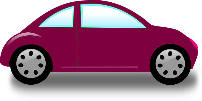 Purple Car Side View Vector