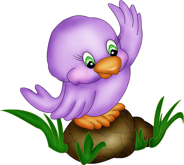 Purple Cartoon Bird Waving