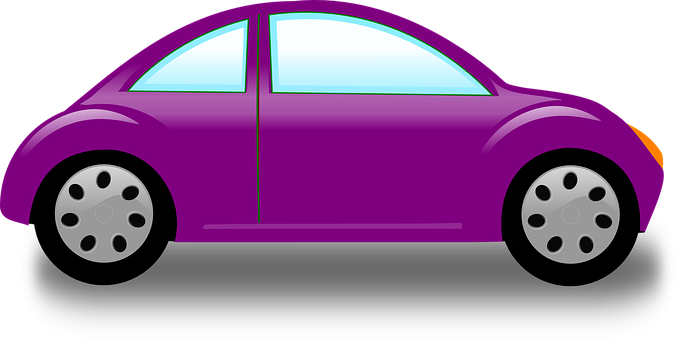 Purple Cartoon Car Side View