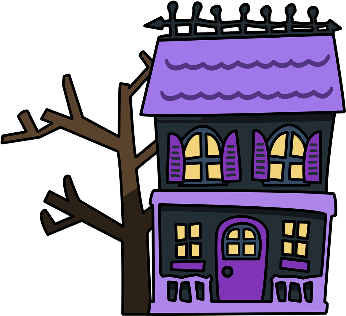 Purple Cartoon House Clipart