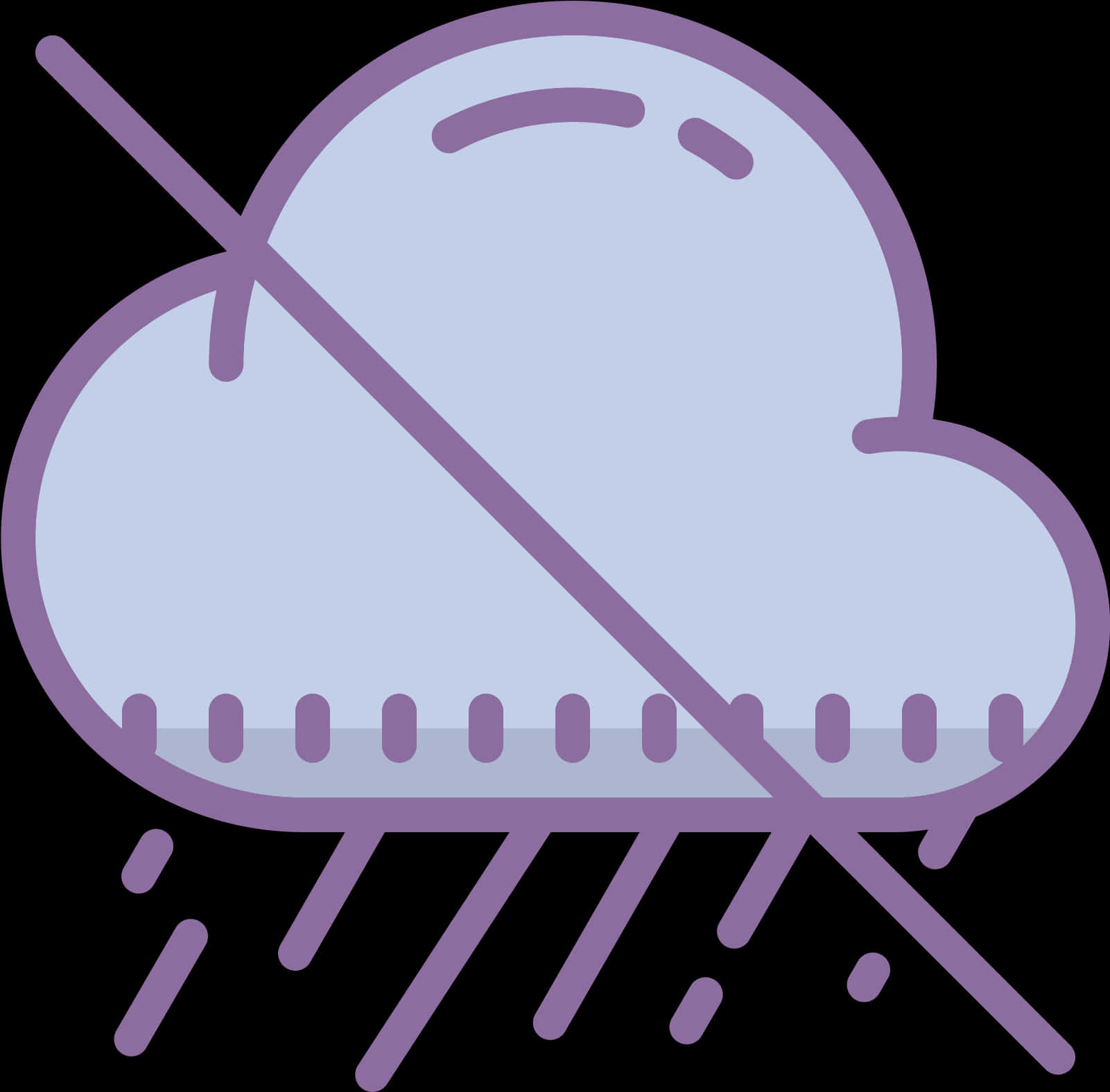 Purple Cloud Rain Icon No Sign