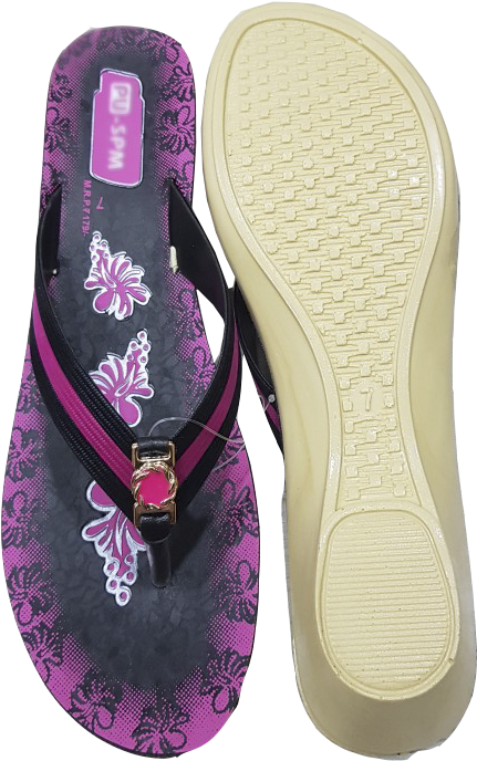 Purple Floral Flip Flopand Beige Sandal Sole