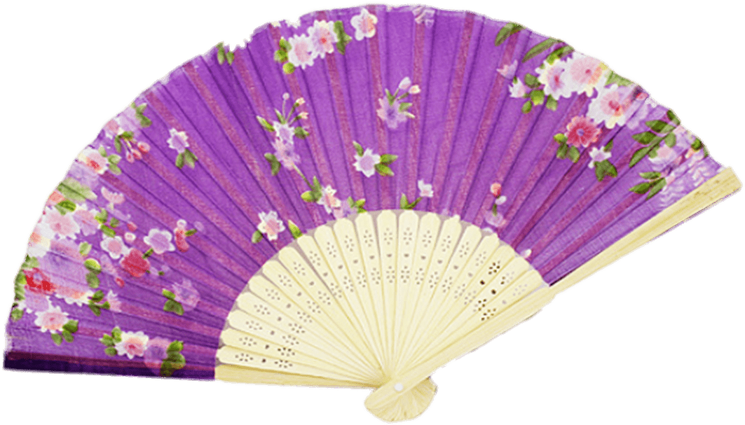 Purple Floral Handheld Fan