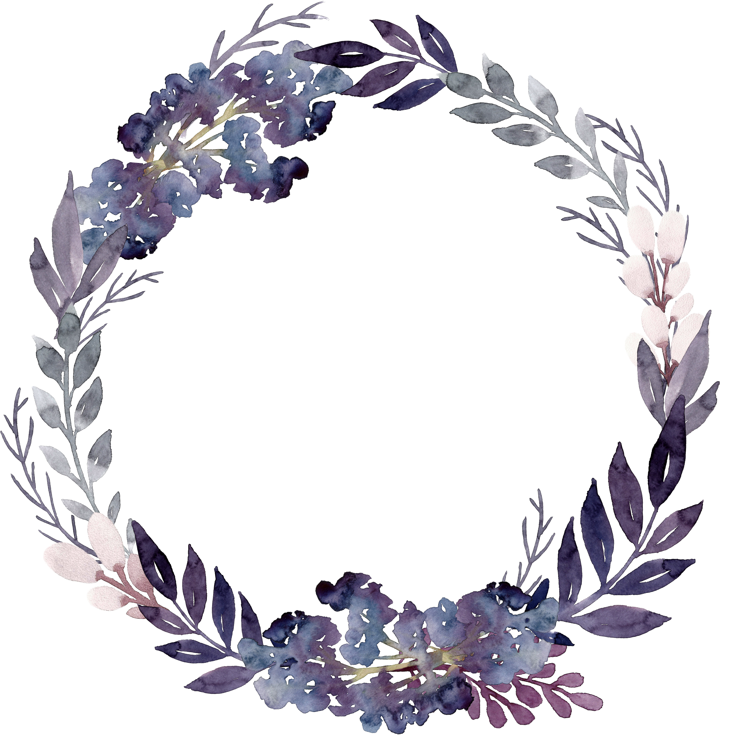 Purple_ Floral_ Wreath_ Watercolor