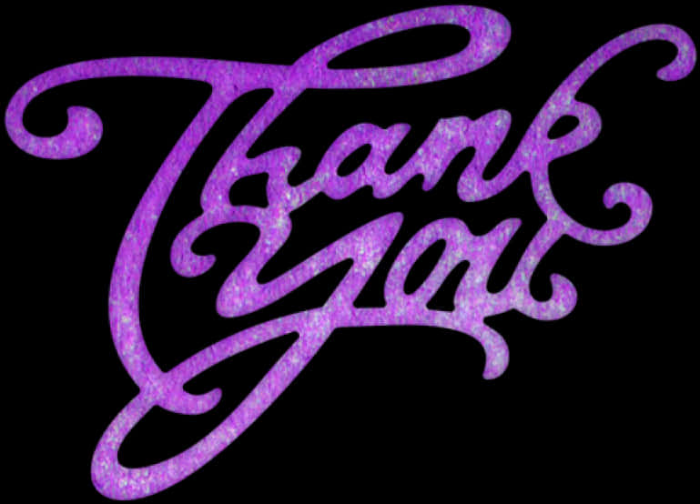 Purple Glitter Thank You Text