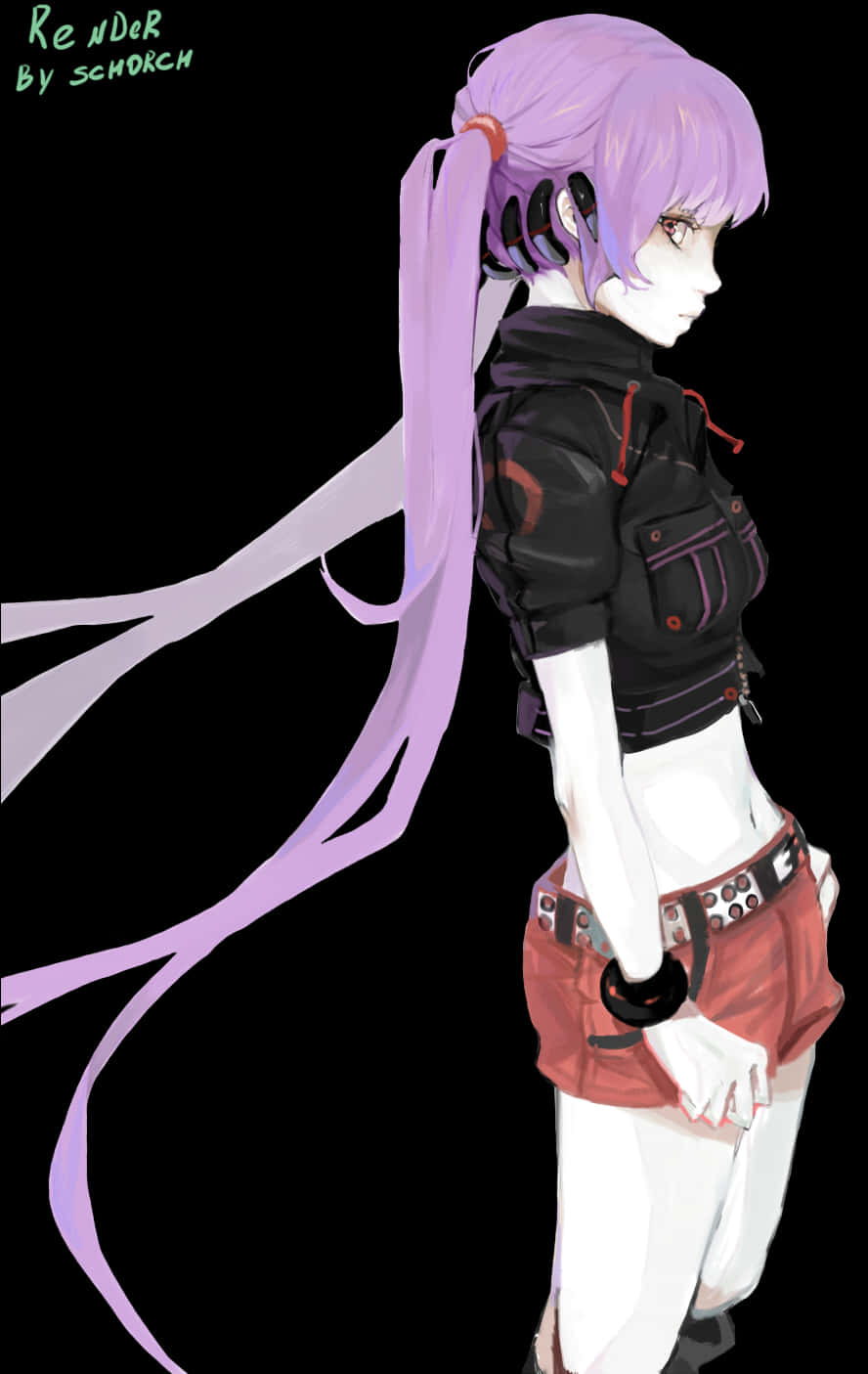 Purple_ Hair_ Anime_ Girl_ Render