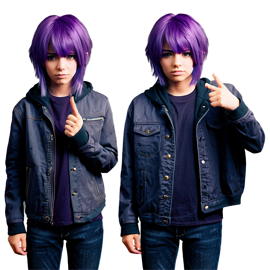 Purple Hair Emo Teen Character Png Gib