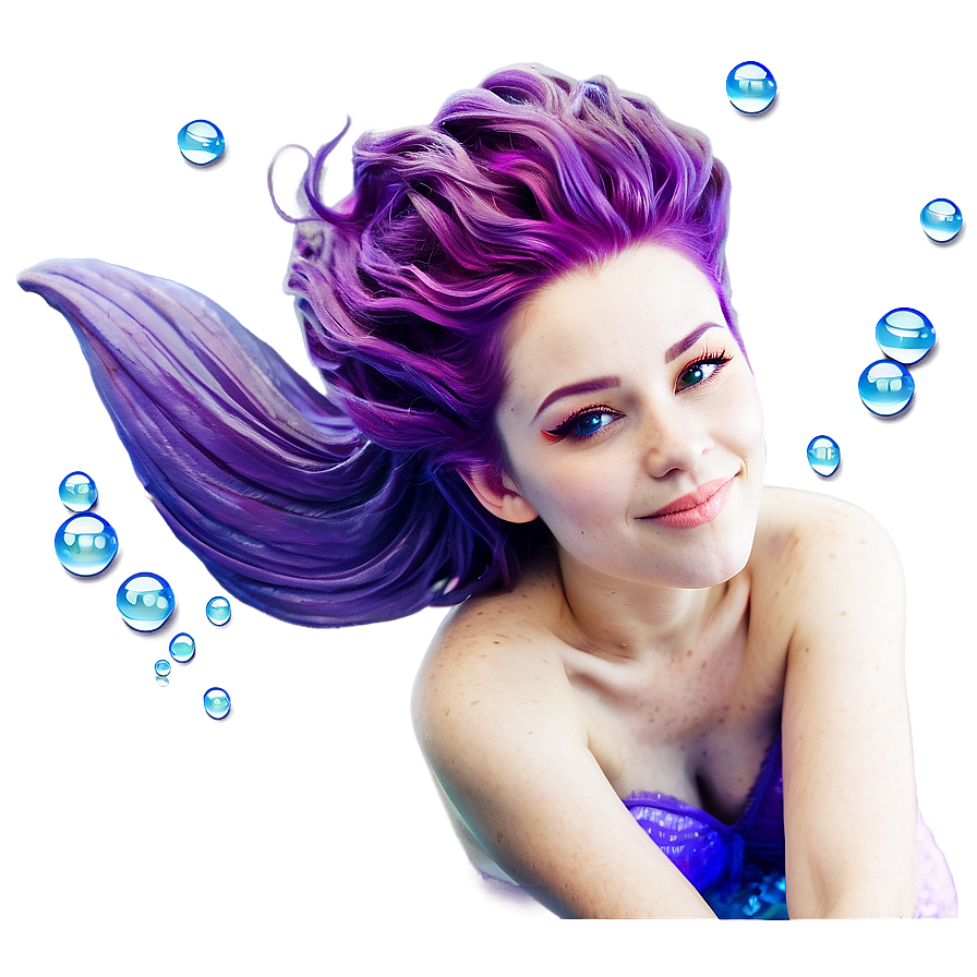 Purple Hair Mermaid Underwater Scene Png 9