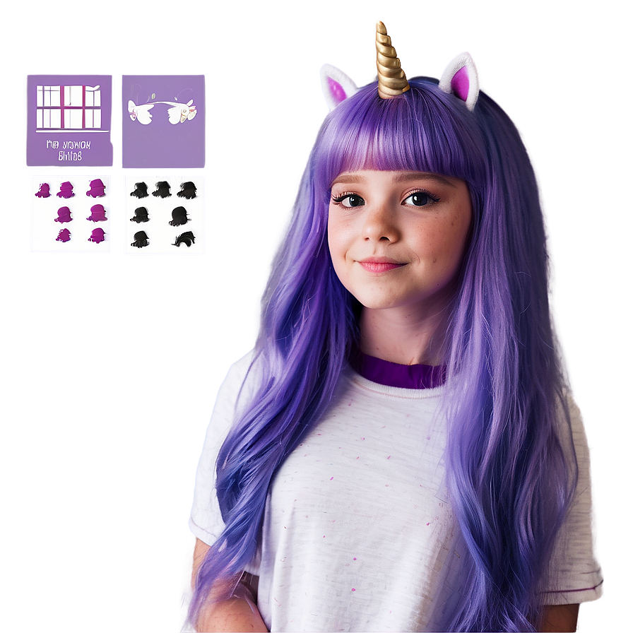 Purple Hair Unicorn Princess Png Hty