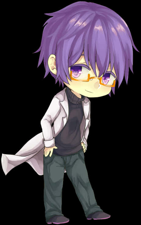 Purple Haired Anime Boy With Glasses