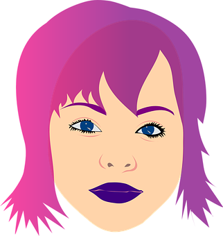 Purple Haired Female Vector Portrait