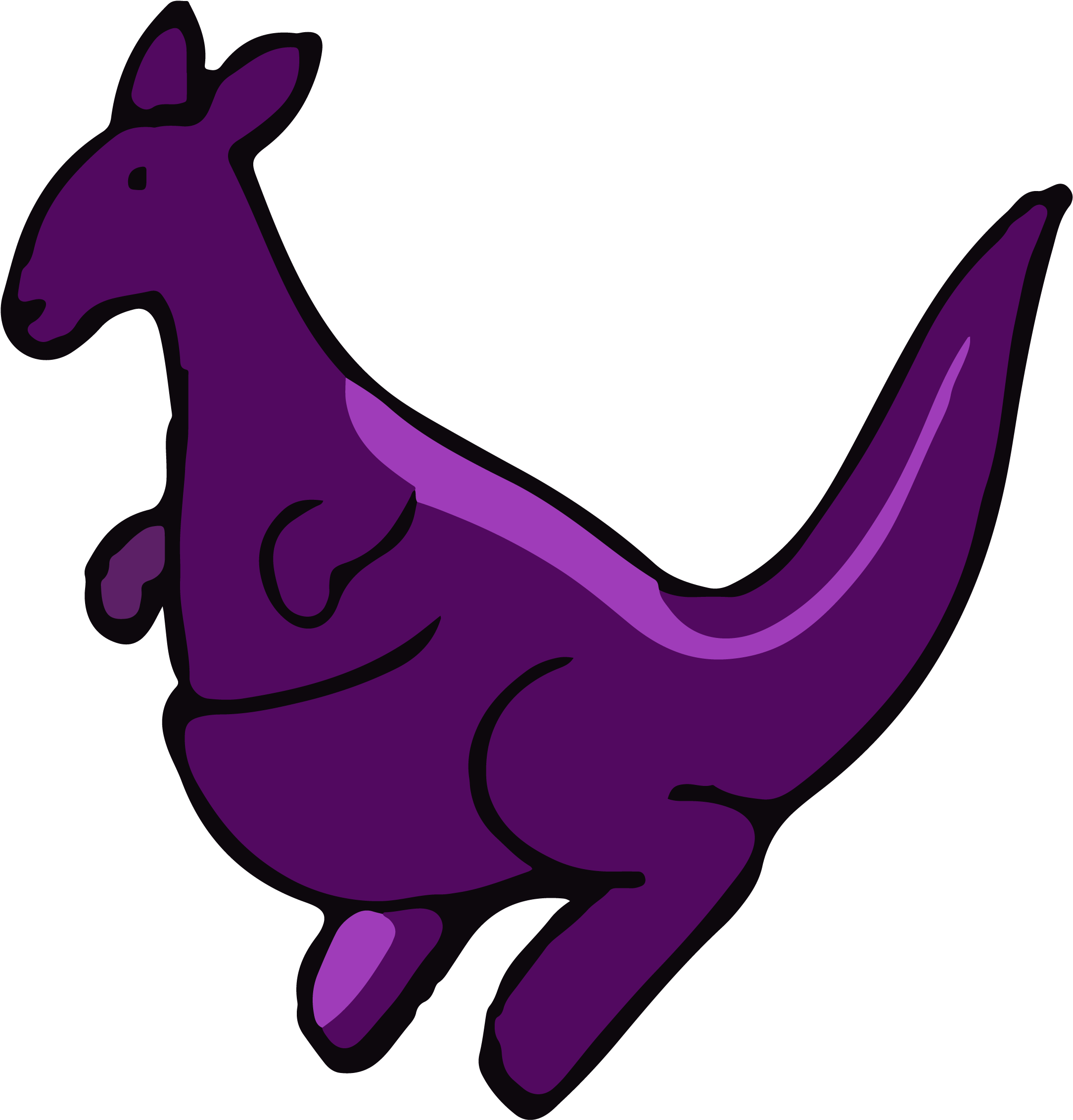 Purple Kangaroo Cartoon Illustration